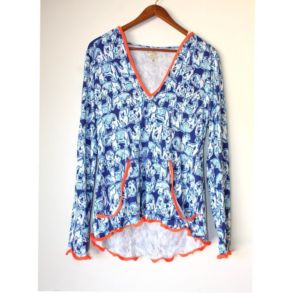 Lilly Pulitzer Luxletic hoodie size Small Elephant Print Stretch Lightweight Top